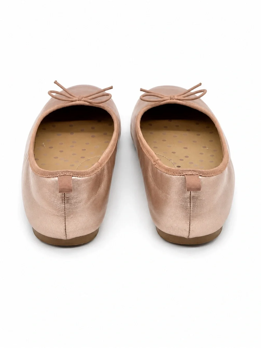 Rose Gold Ballet Flats Bow Slip-On Shoes